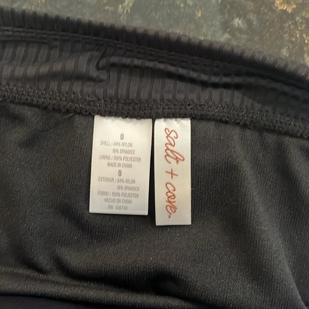 NWT SALT + COVE High Waisted Ribbed Womens Bikini Bottoms Black Simple Basic 0X - Picture 5 of 6
